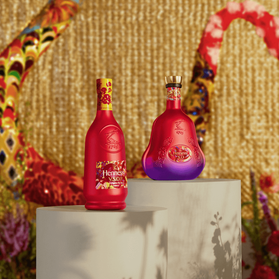 Hennessy cognac in red, beautiful special bottles to celebrate lunar new year