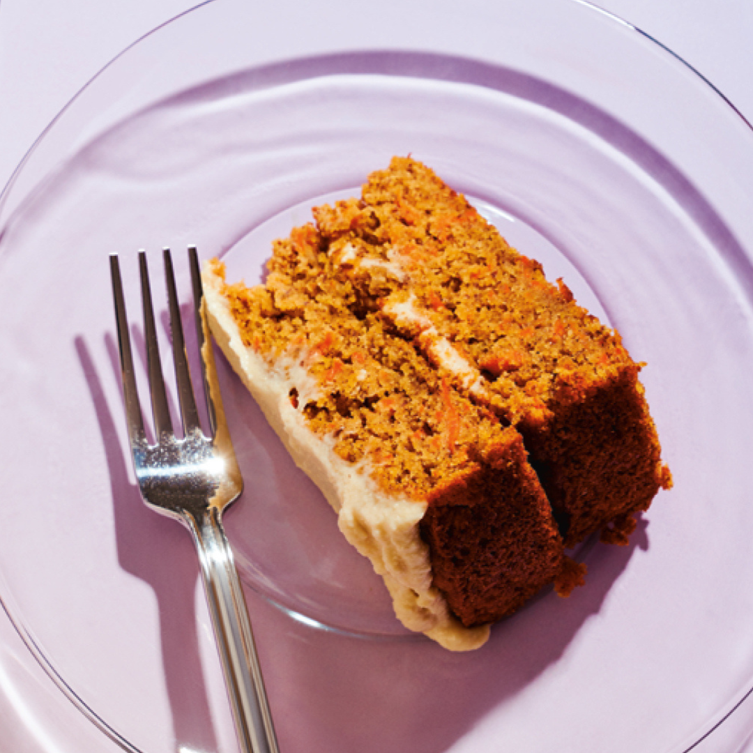 Vegan gluten-free carrot cake with a cashew frosting