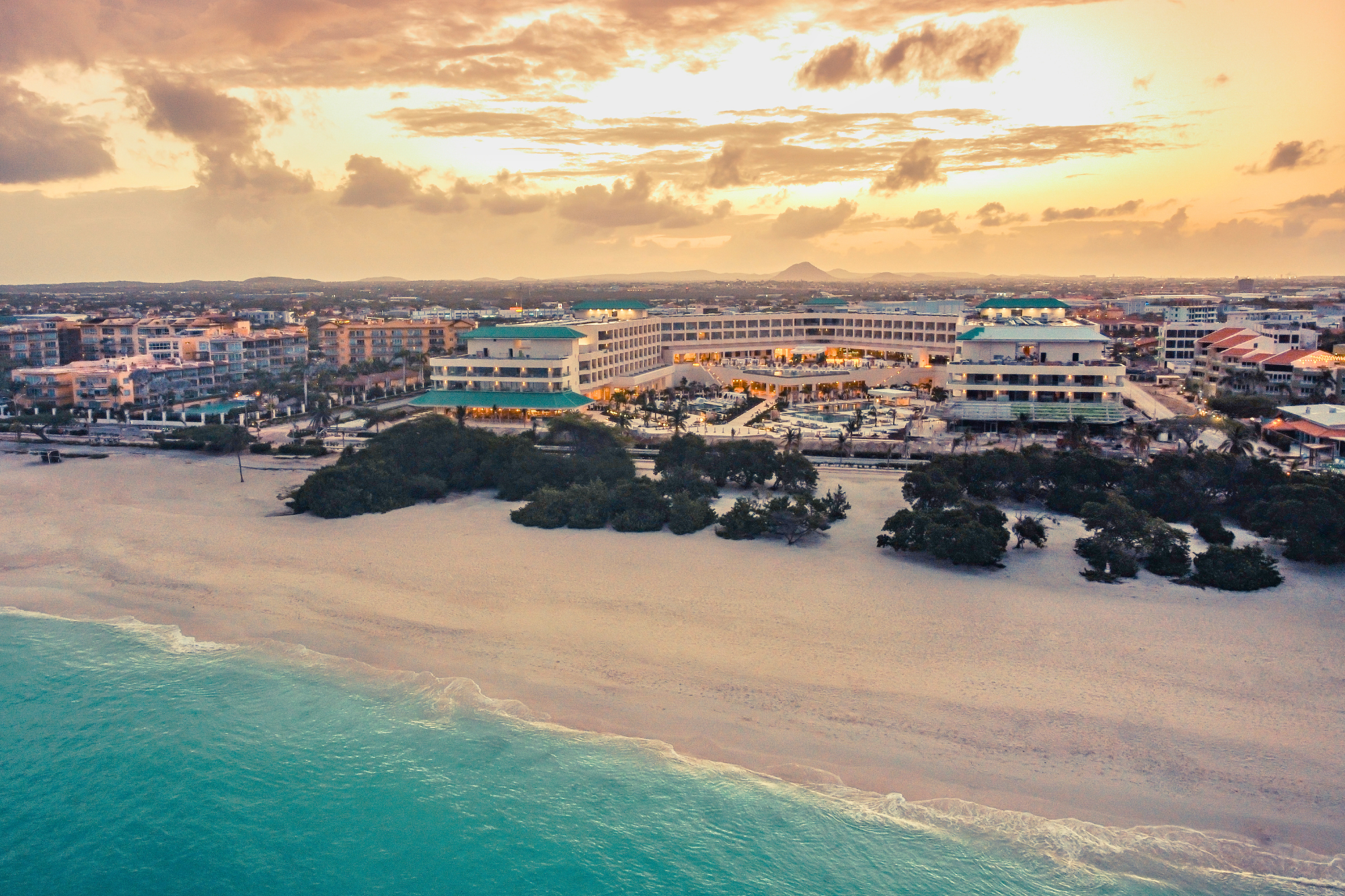 Joia Aruba by Iberostar beautiful sunset aerial view
