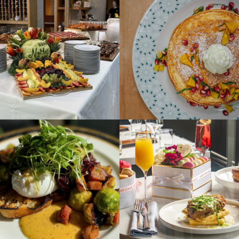 Grid showing four breakfast dishes.