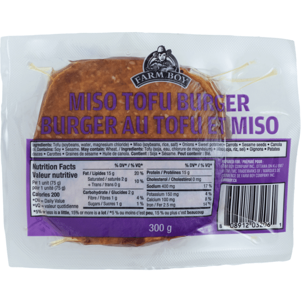 Farm Boy Miso Tofu Burger