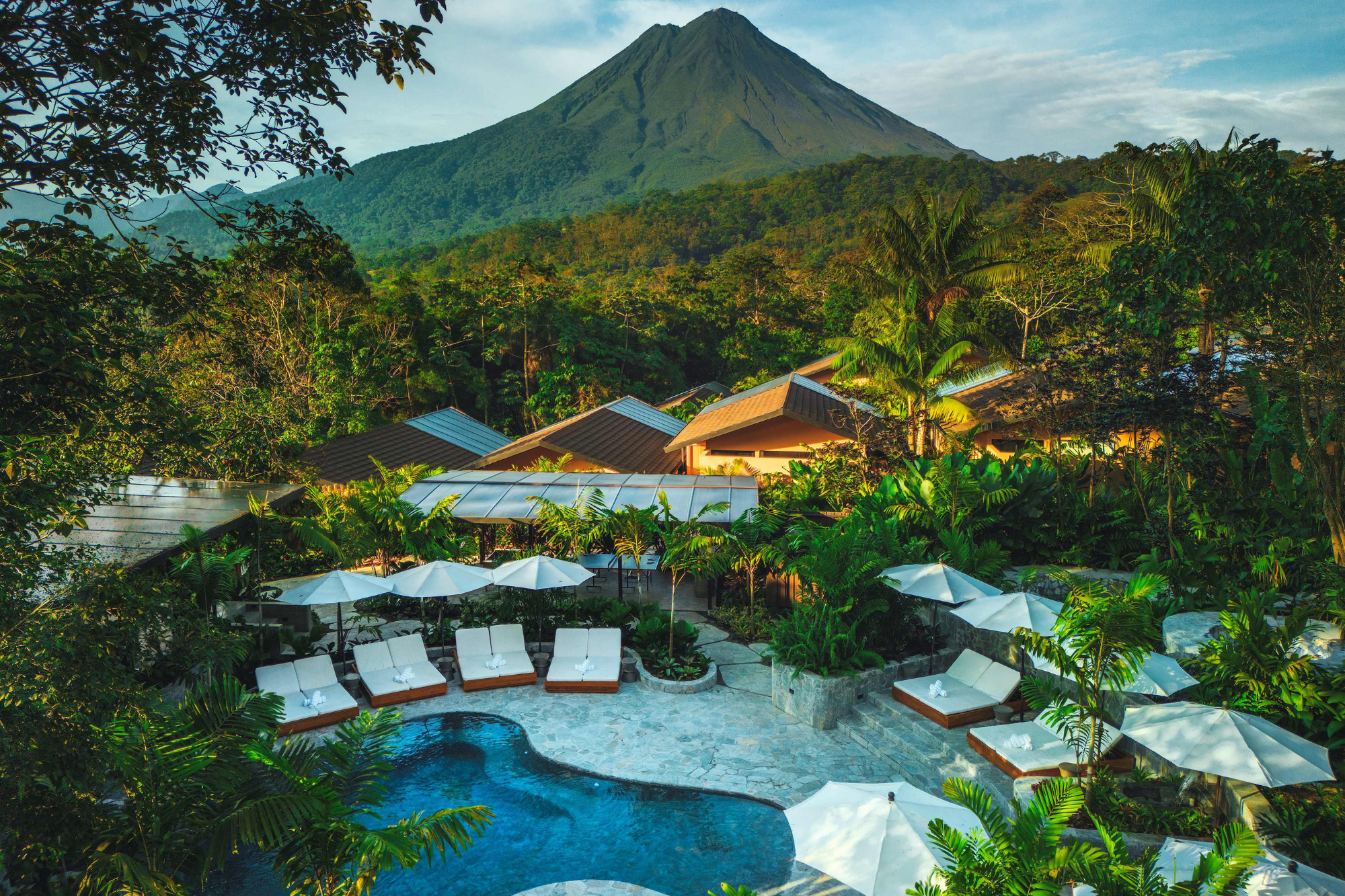 Beautiful landscape view in evening at Nayara Garden resorts in Costa rica