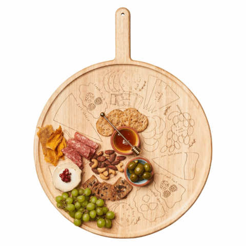 Charcuterie board with illustrations