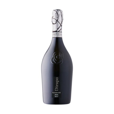 Matte black bottle of Prosecco with a silver foil seal.