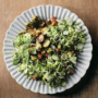Matty Matheson's recipe for Brussels Sprouts with Bacon , Mint, Pistachio, Fish Sauce, Pickled Pepper Caramel, and Lime