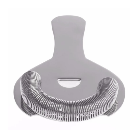 Stainless steel Hawthorne strainer with fine springs.