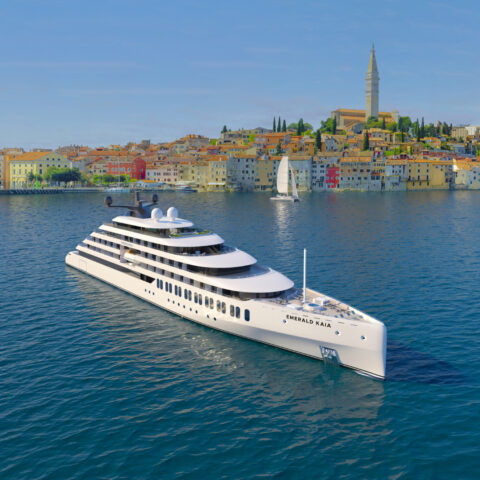 New Emerald Yacht Cruise Ship Kaia at a Mediterranean port