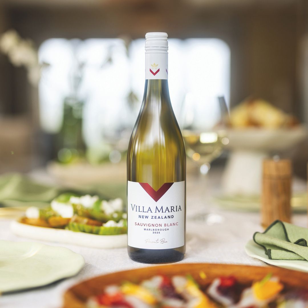 Villa Maria Marlborough Sauvignon Blanc on a table during spring entertaining.