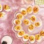 Dolly Parton's Recipe for devilled eggs beautifully presented on crystal platter