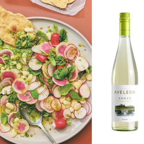 Radish Salad and a bottle of wine Mother's Day food and wine pairing