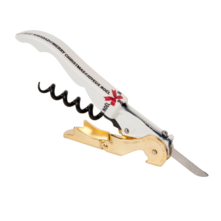 White and gold classic waiter's corkscrew.