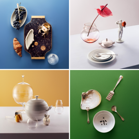 Four-square grid showing different tablescapes.