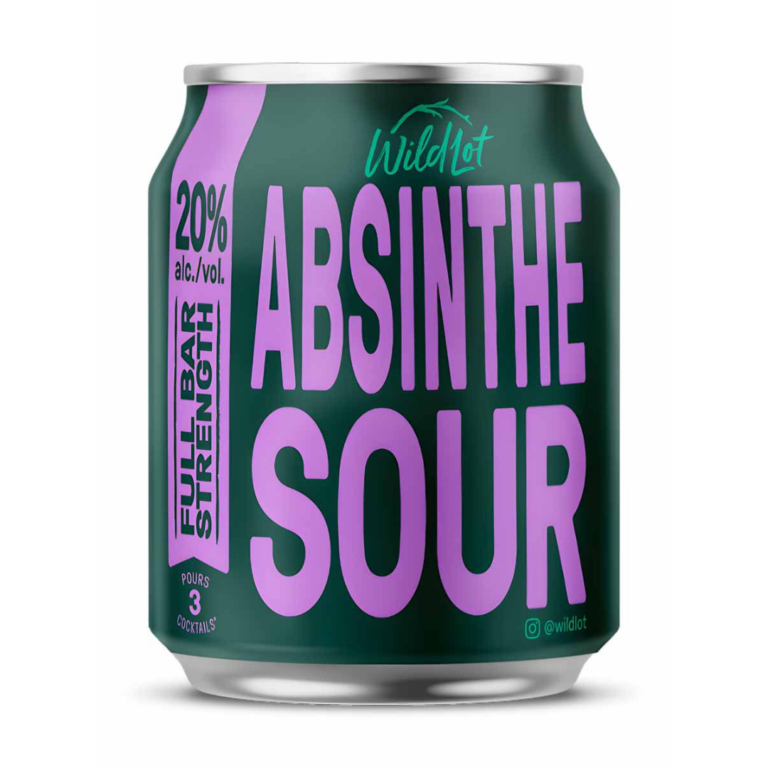 Green and purple can of Absinthe sour cocktail.
